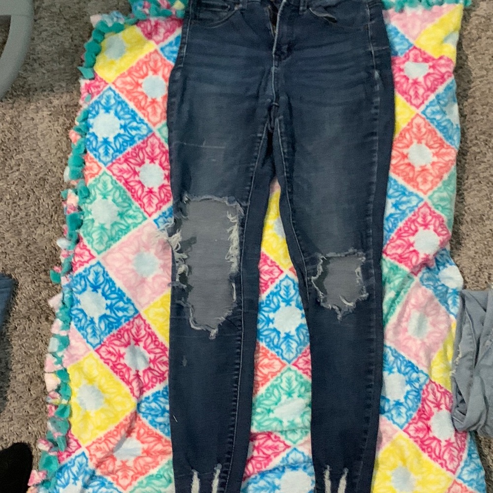 Naturally distressed jeans.